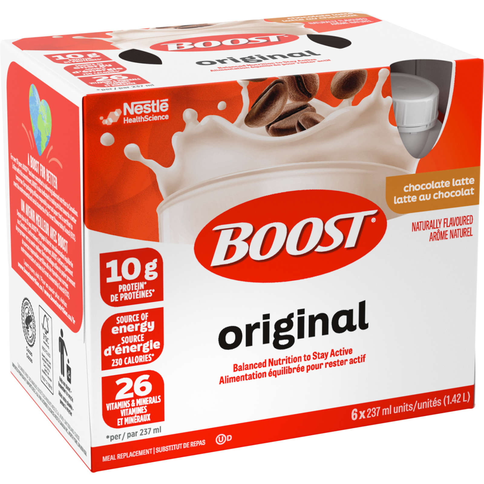Original Chocolate Latte Meal Replacement Drink, Pack of 6, 6 x 237 ml