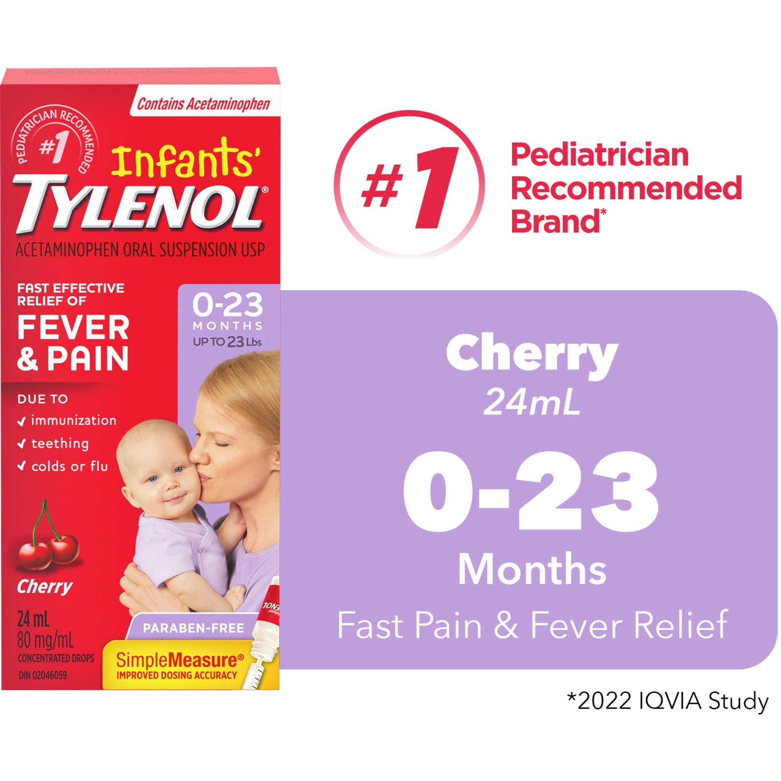 Infants' Medicine, Fever & Pain Drops, Cherry