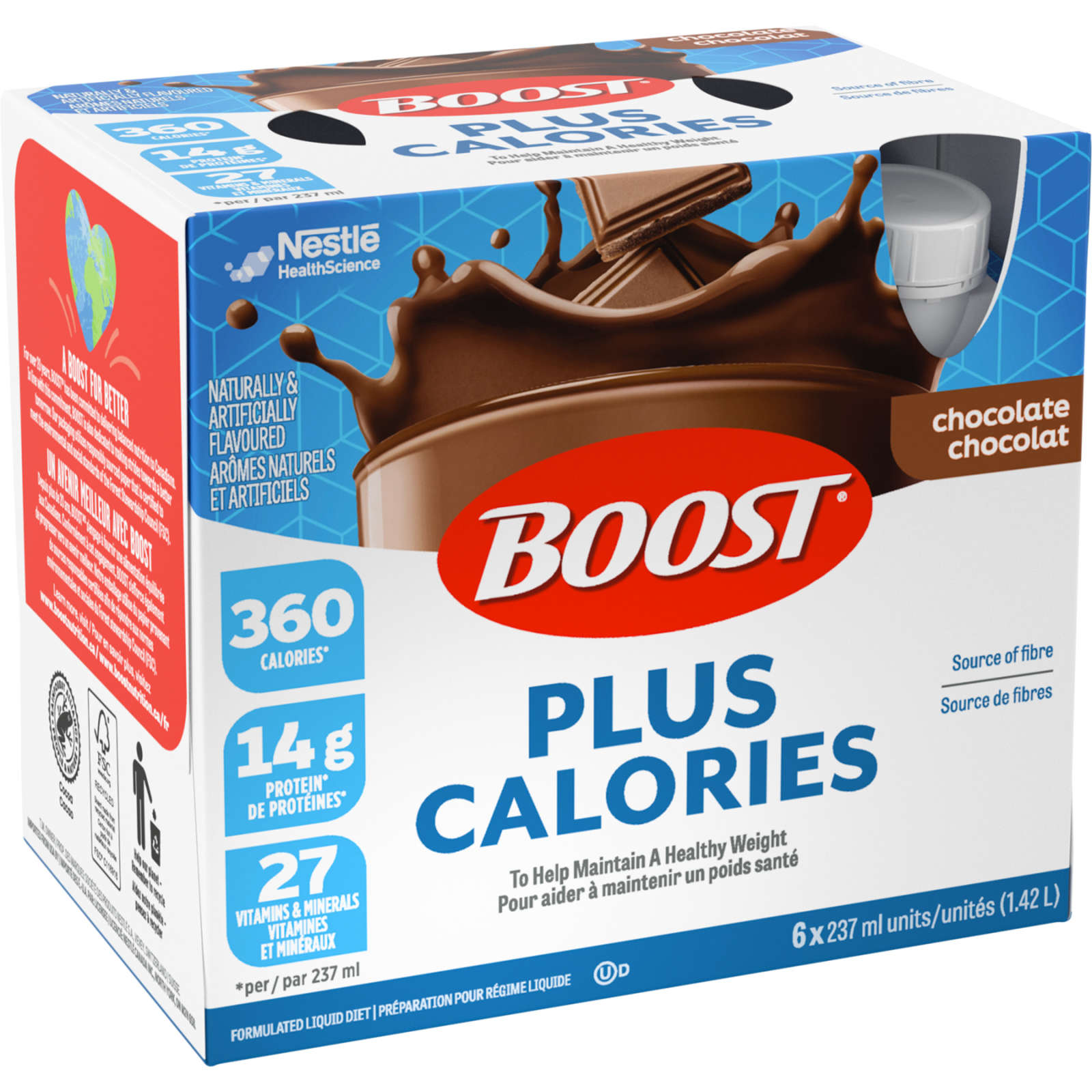 PLUS Calories Chocolate Formulated Liquid Diet Drink, 6 x 237ml