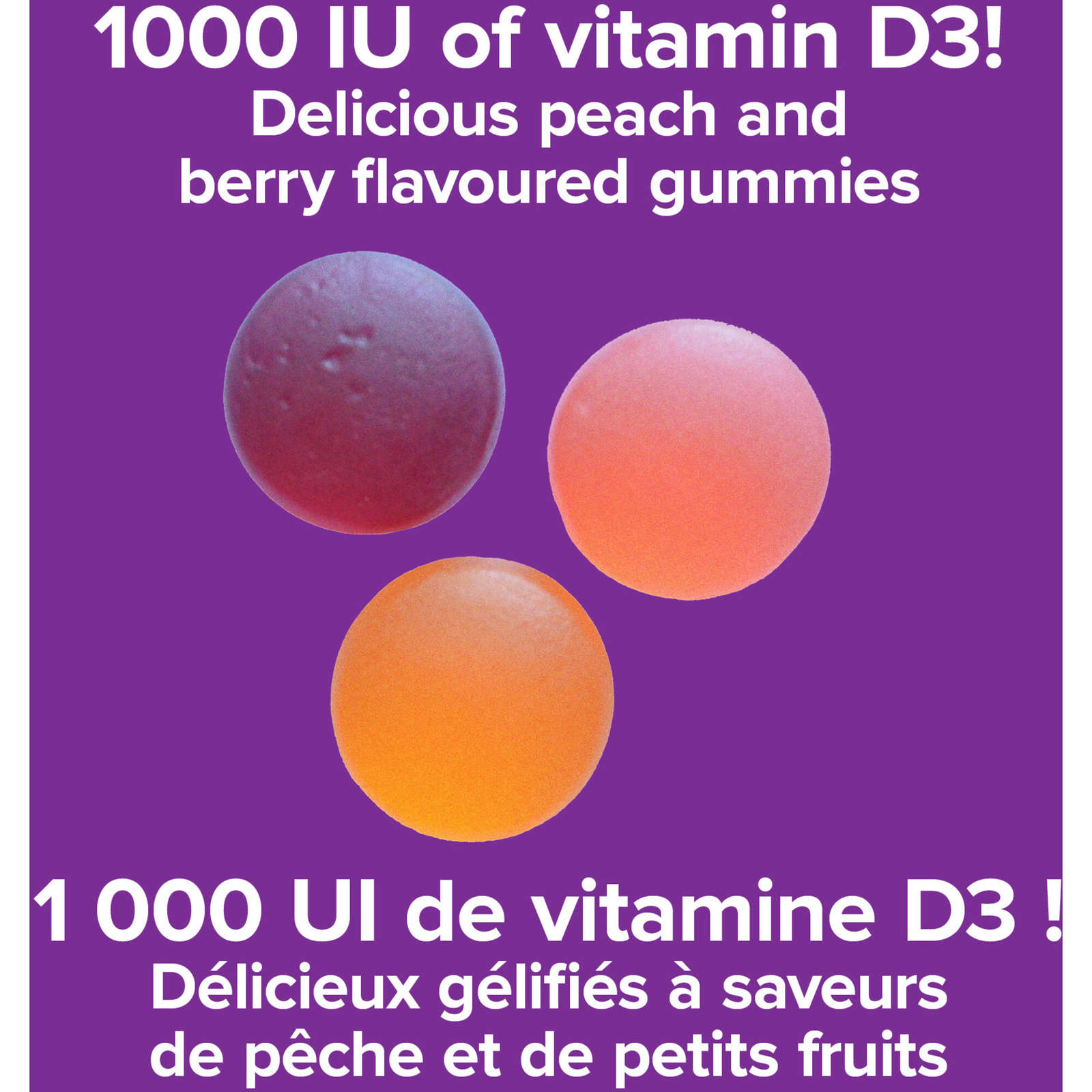 Vitamin D3 1000 IU Mixed Berry · Peach