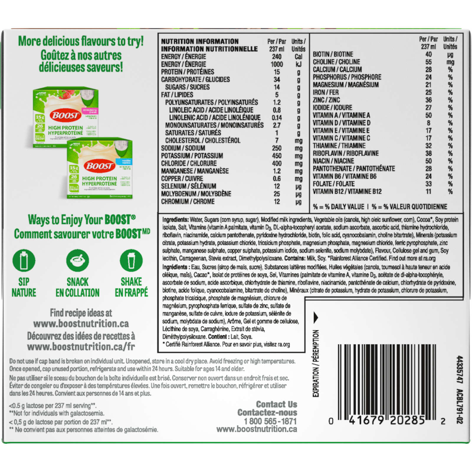 High Protein Chocolate Meal Replacement Drink, Pack of 6, 6 x 237 ml