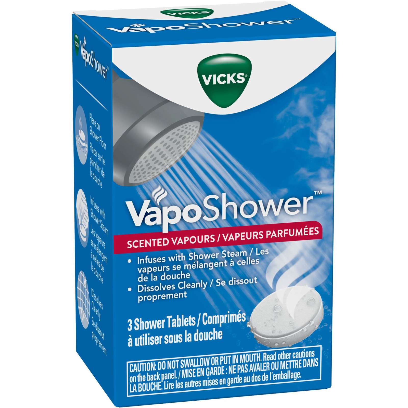 Vicks VapoShower Aromatherapy Shower Bomb, Scented Vicks Vapour Steam, 3ct