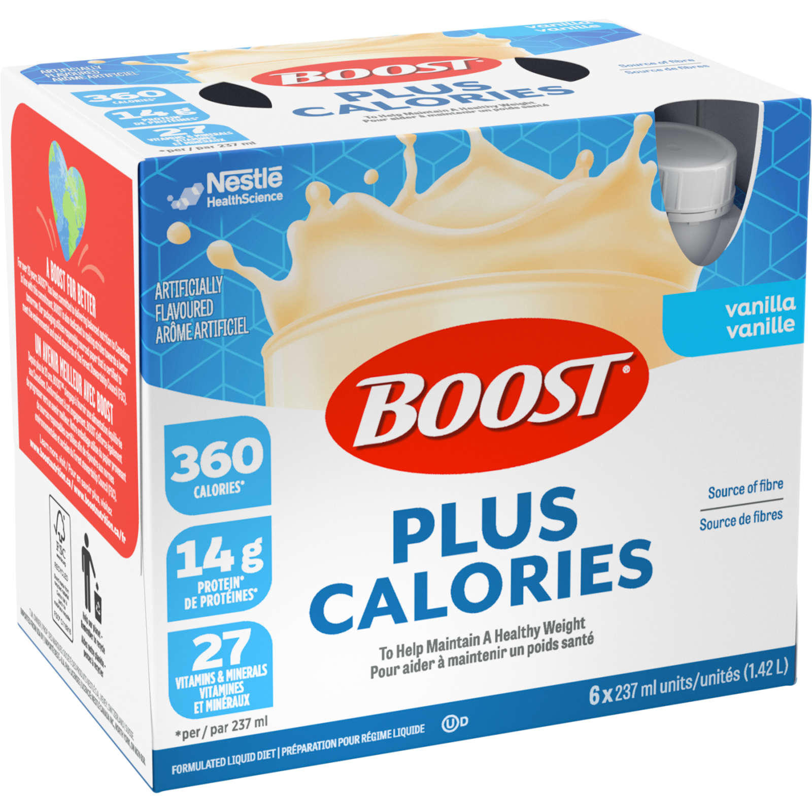PLUS Calories Vanilla Formulated Liquid Diet Drink, 6 x 237ml