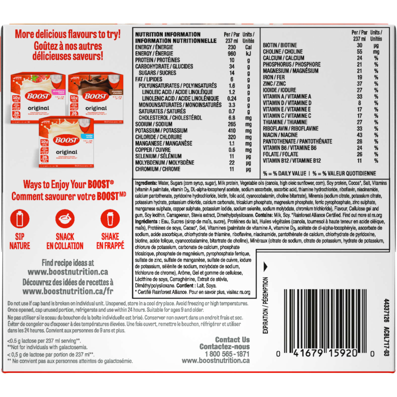 Original Chocolate Latte Meal Replacement Drink, Pack of 6, 6 x 237 ml