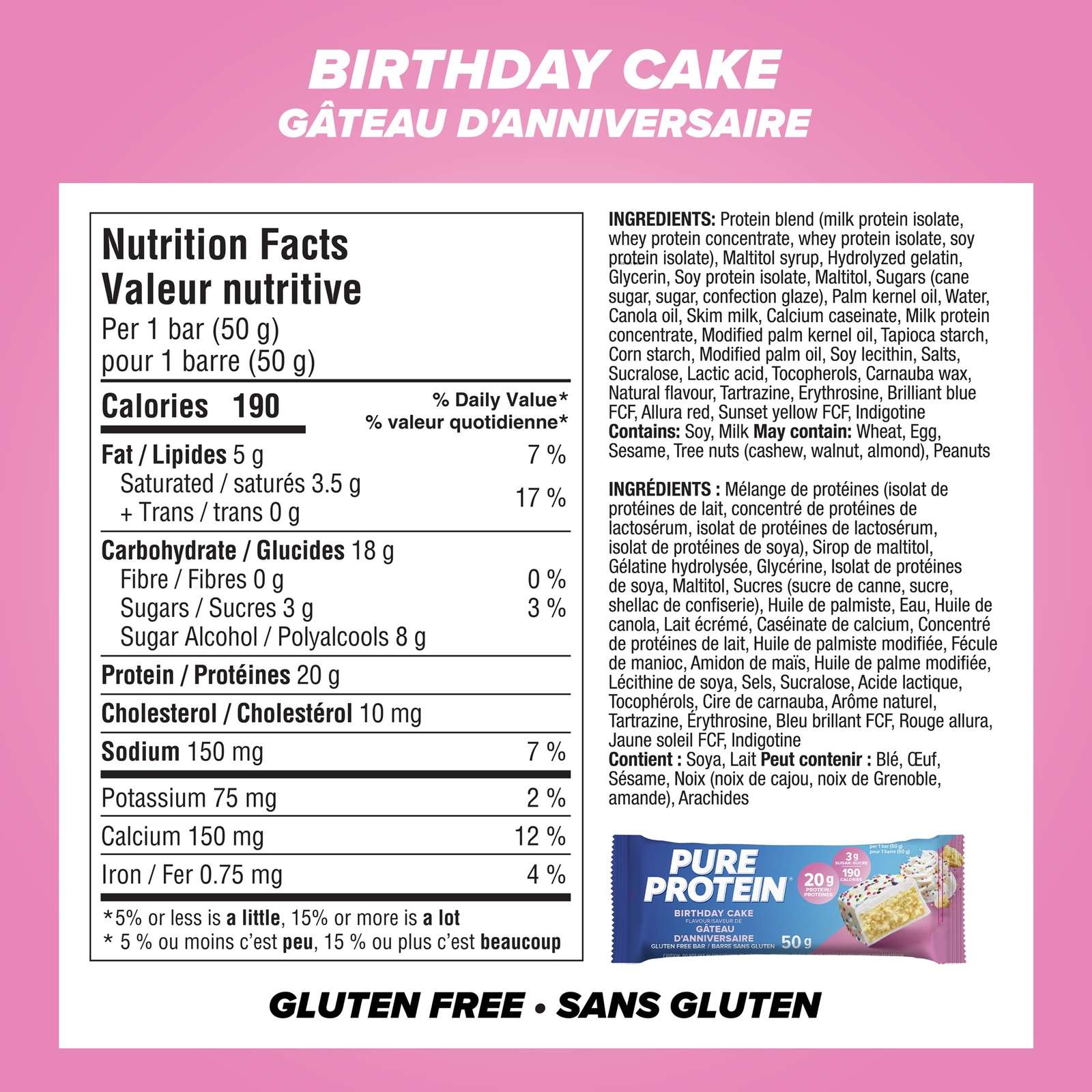 Pure Protein Bars, Birthday Cake, Gluten Free Snack Bar