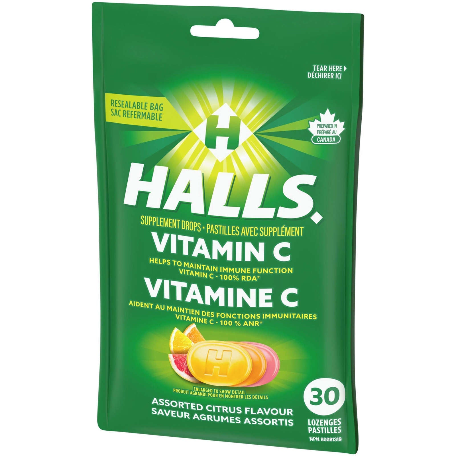 Halls Vitamin C Assorted Citrus Flavour, 30 Supplement Drops