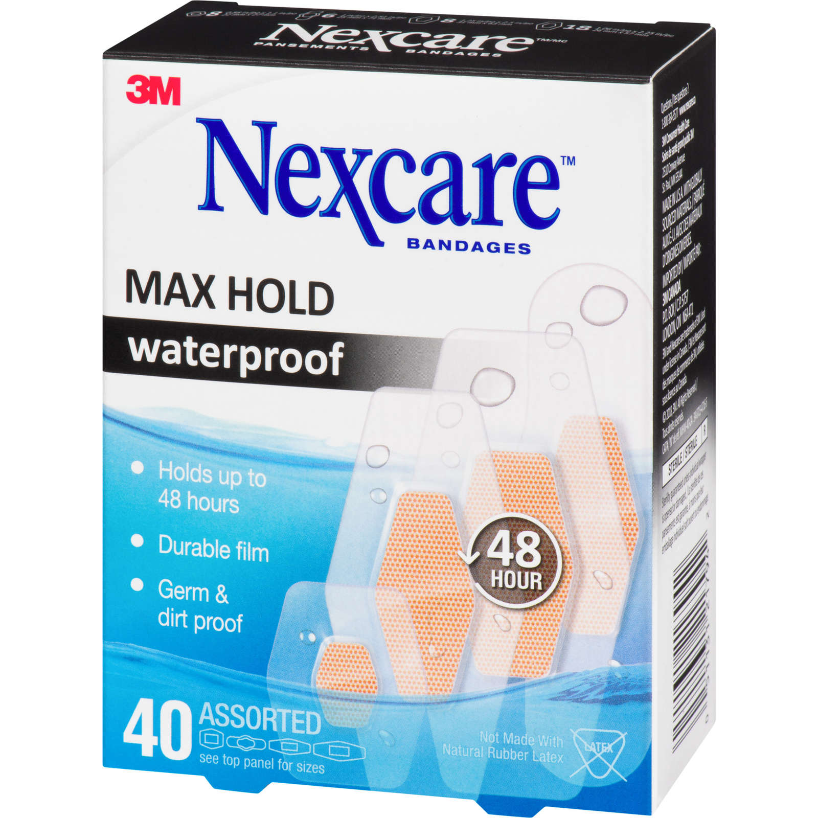 Nexcare™ Max Hold Waterproof Bandages, Assorted 40 ct value pack