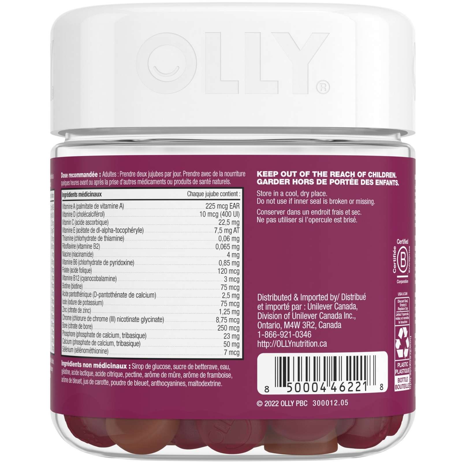 OLLY Vitamin For Women Blissful Berry gluten free 45 day supply 90 gummies