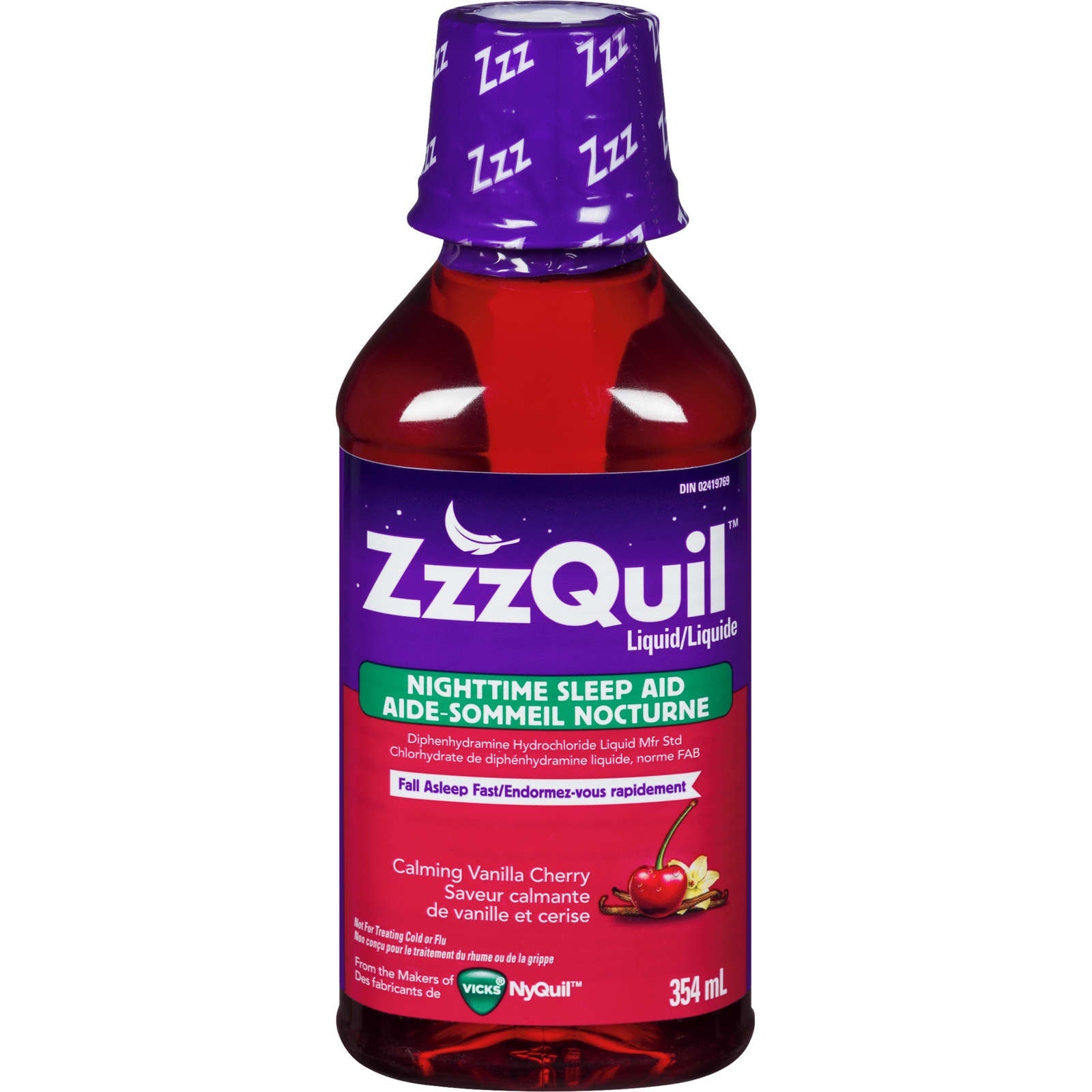 ZzzQuil Nighttime Sleep Aid Liquid, Calming Vanilla Cherry, 354 mL