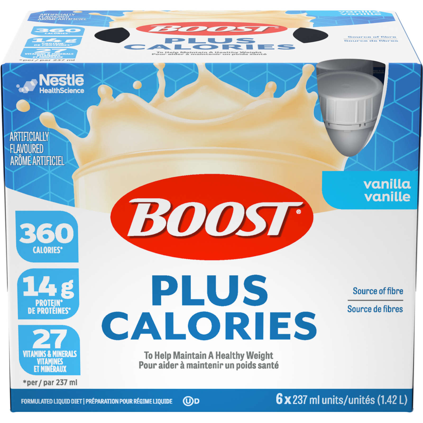 PLUS Calories Vanilla Formulated Liquid Diet Drink, 6 x 237ml