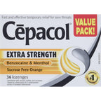 Cepacol Extra Strength, Sucrose Free, Orange, Sore Throat Lozenges, Value Pack, 36 ct