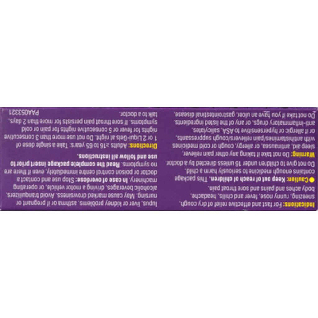 Advil Cold, Cough & Flu Nighttime Analgesic+Antihistamine+Cough Suppressant Liqui-Gels 18 Capsules