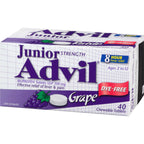 Junior Strength Advil Pain Reliever and Fever Reducer Ibuprofen Chewable Tablets, Dye Free, Grape, 40 Count