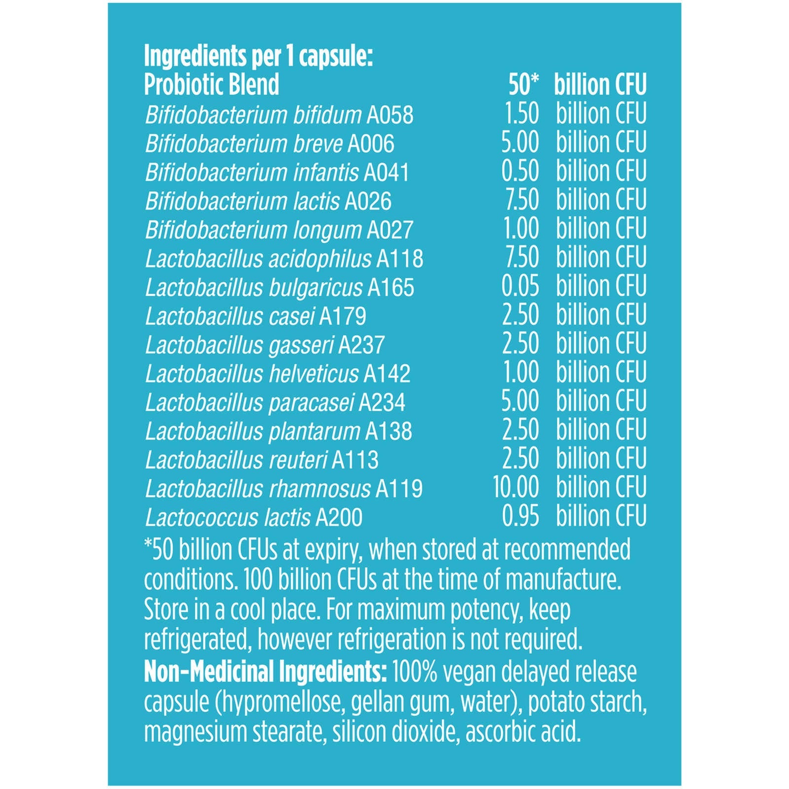 Advanced Gut Health Probiotics, 50 Billion CFU, 15 Diverse Strains