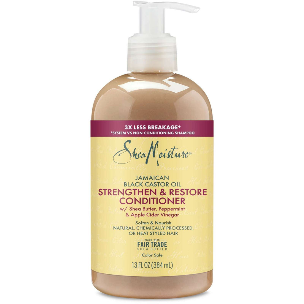 SheaMoisture Jamaican Black Castor Oil Strengthen & Restore conditioner For Damaged Hair with Shea Butter, Peppermint and Apple Cider Vinegar 384 ml