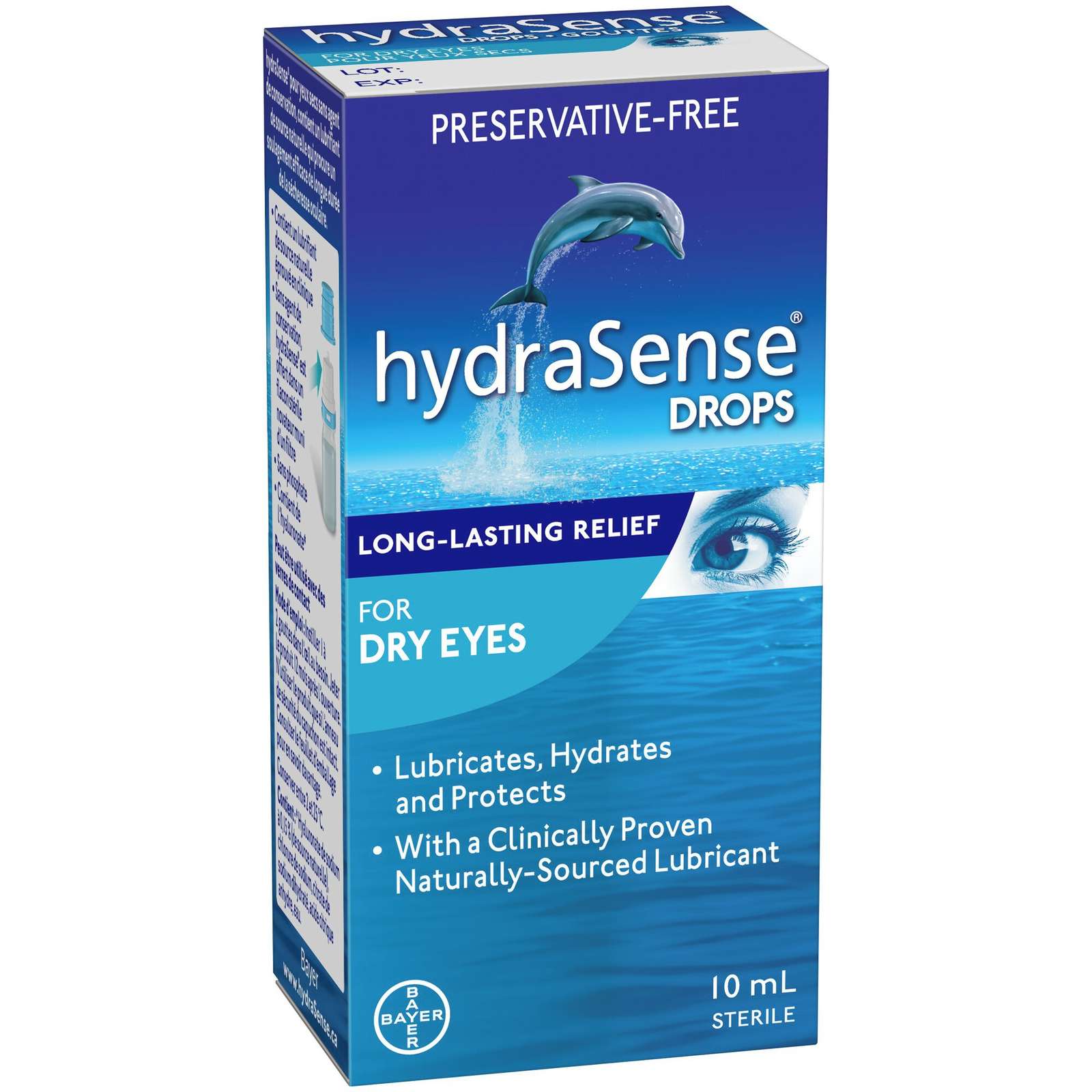 hydraSense Eye Drops, For Dry Eyes, Fast and Long-Lasting Relief, Preservative Free, Naturally Sourced Lubricant, 10 mL