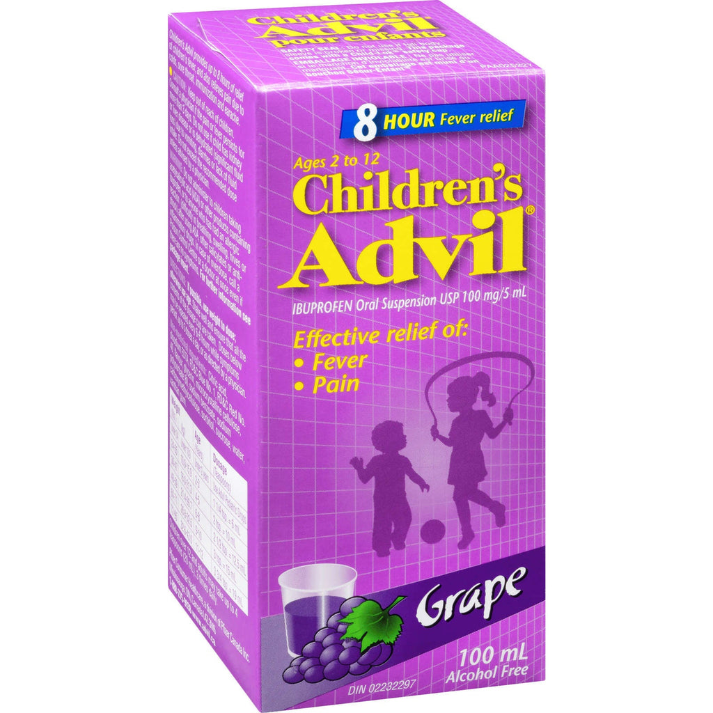 Children's Advil Fever and Pain Relief Ibuprofen Oral Suspension, Grape, 100 mL
