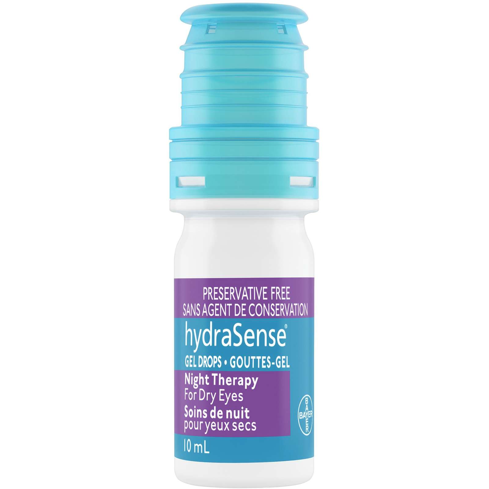 hydraSense Night Therapy Eye Drops, For Dry Eyes, Fast and Long-Lasting Relief, Preservative Free, Naturally Sourced Lubricant, 10 mL