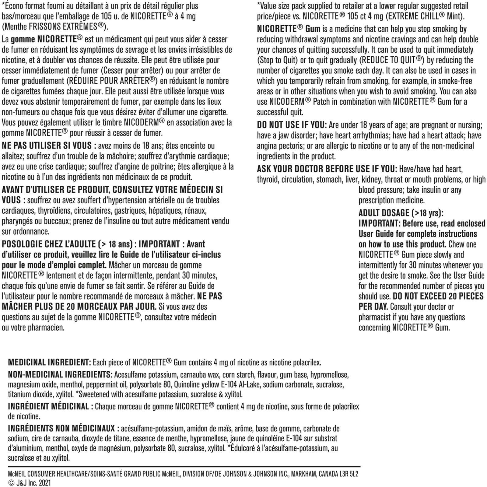 Nicotine Gum, Quit Smoking Aid, Extreme Chill, 4 mg