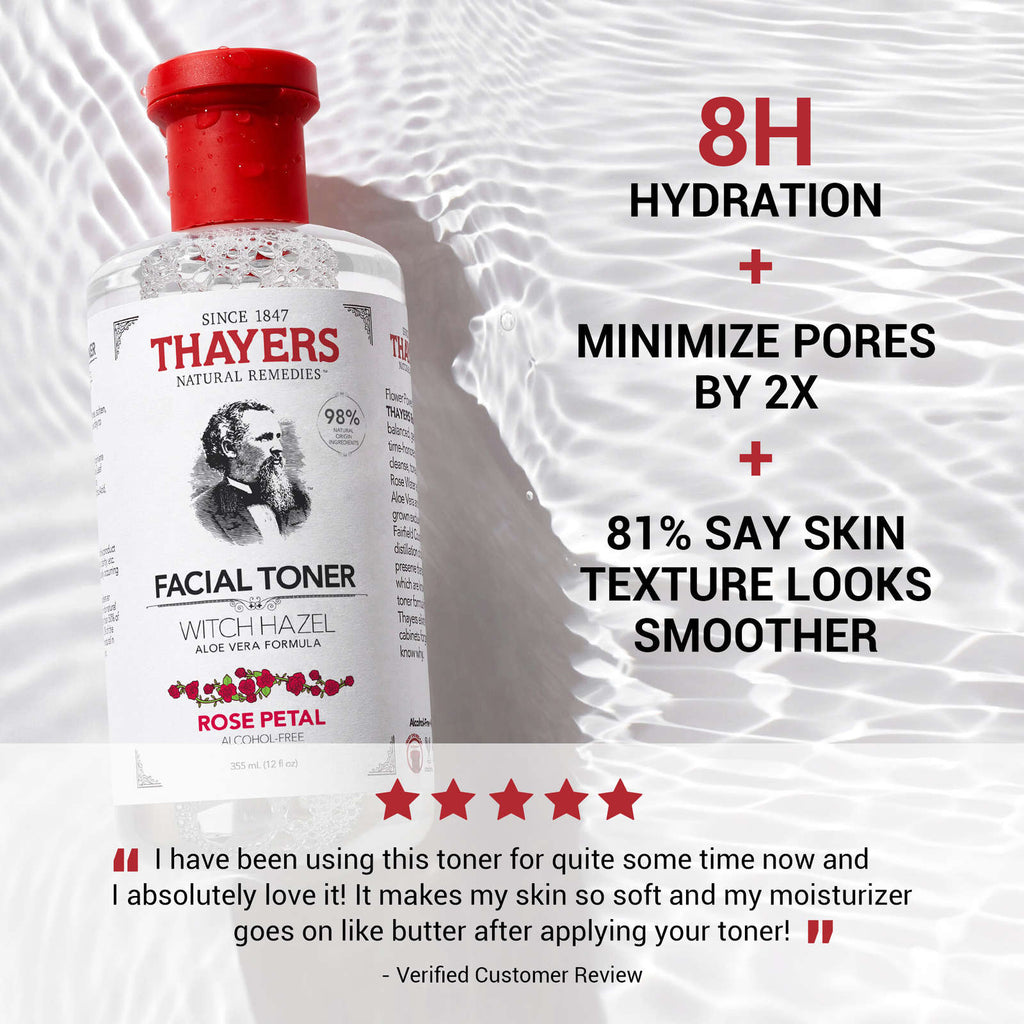Rose Petal Alcohol Free Witch Hazel Face Toner with Aloe Vera formula 355ml