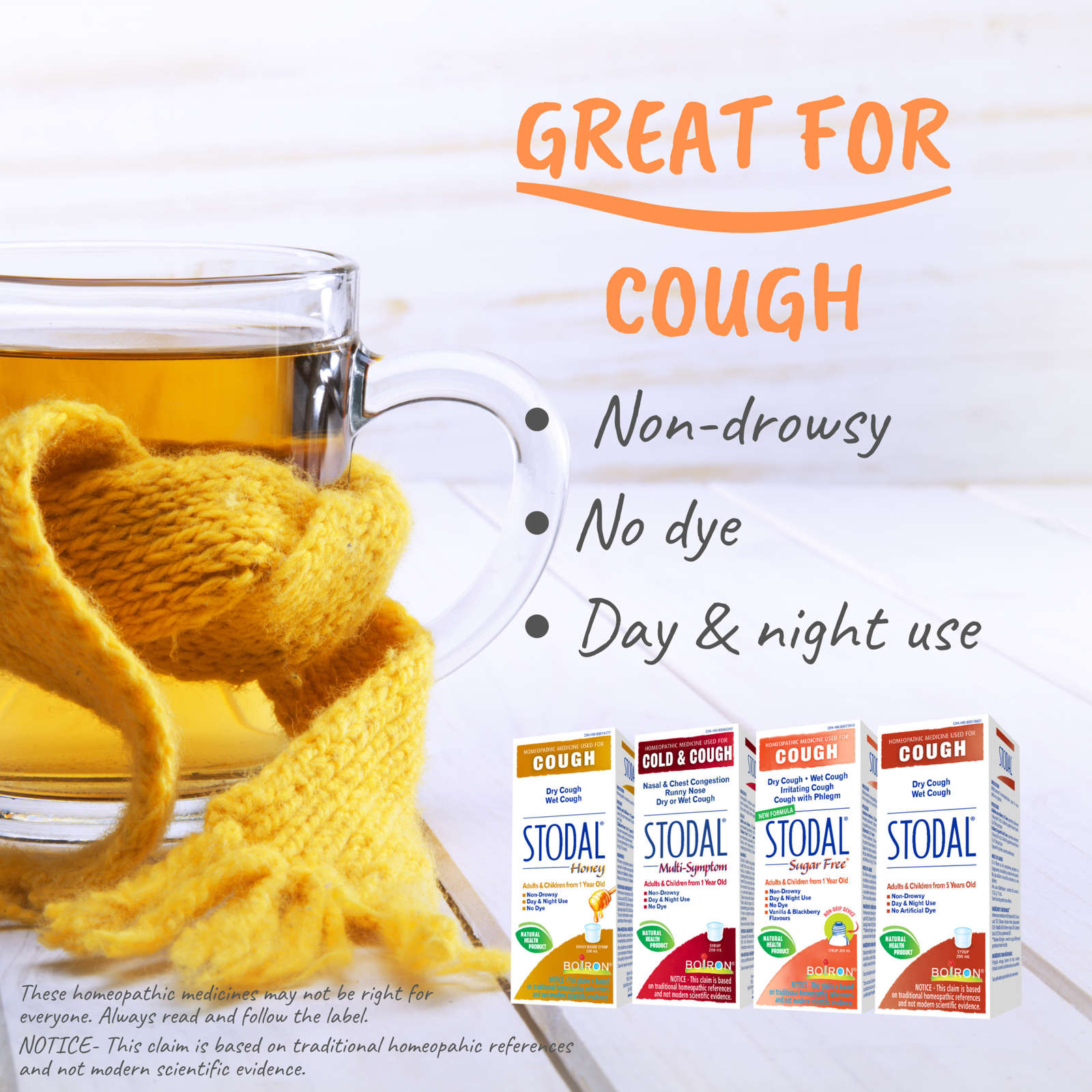 Stodal Sugar Free for Dry Cough or Wet Cough, Irritating Cough and Cough with Phlegm.