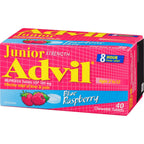 Junior Strength Advil Pain Reliever and Fever Reducer Ibuprofen Chewable Tablets, Blue Raspberry, 40 Count