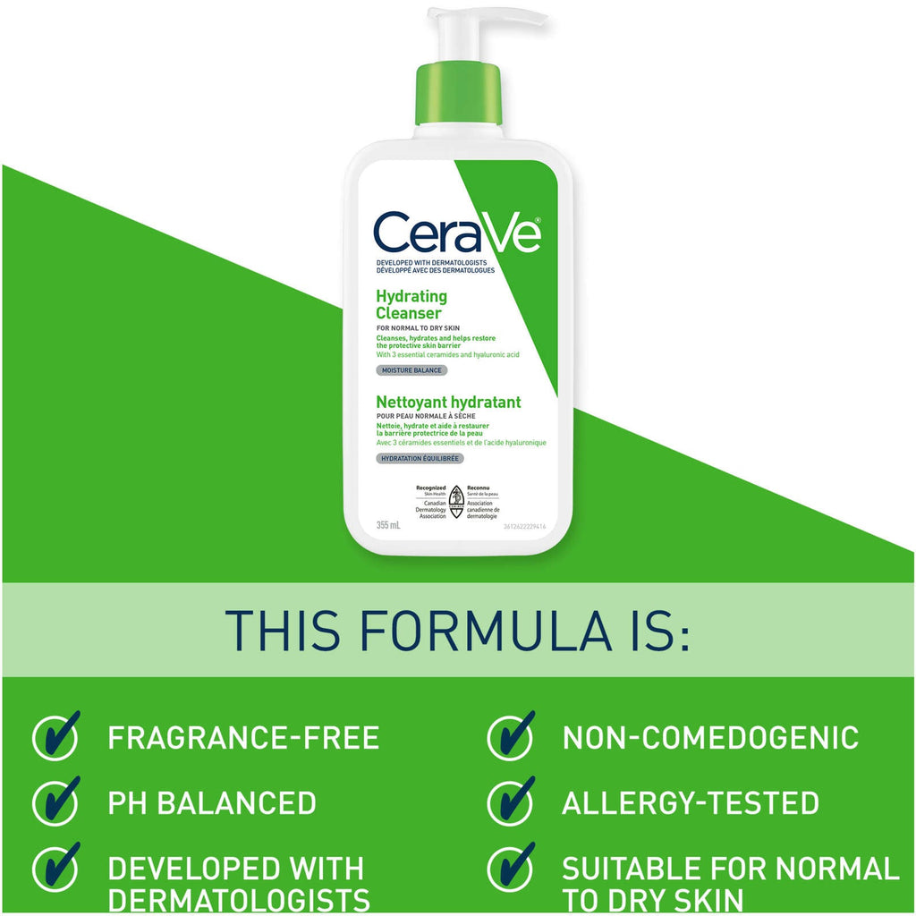 Hydrating Cleanser With Hyaluronic Acid and 3 Ceramides, Normal to Dry Skin , Fragrance Free