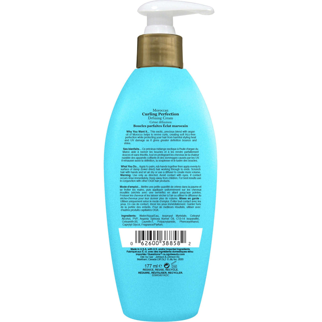 Argan Oil of Morocco Curling Perfection Curl-Defining Cream, Hair-Smoothing Anti-Frizz Cream to Define All Curl Types & Hair Textures, Paraben-Free, Sulfated-Surfactants Free