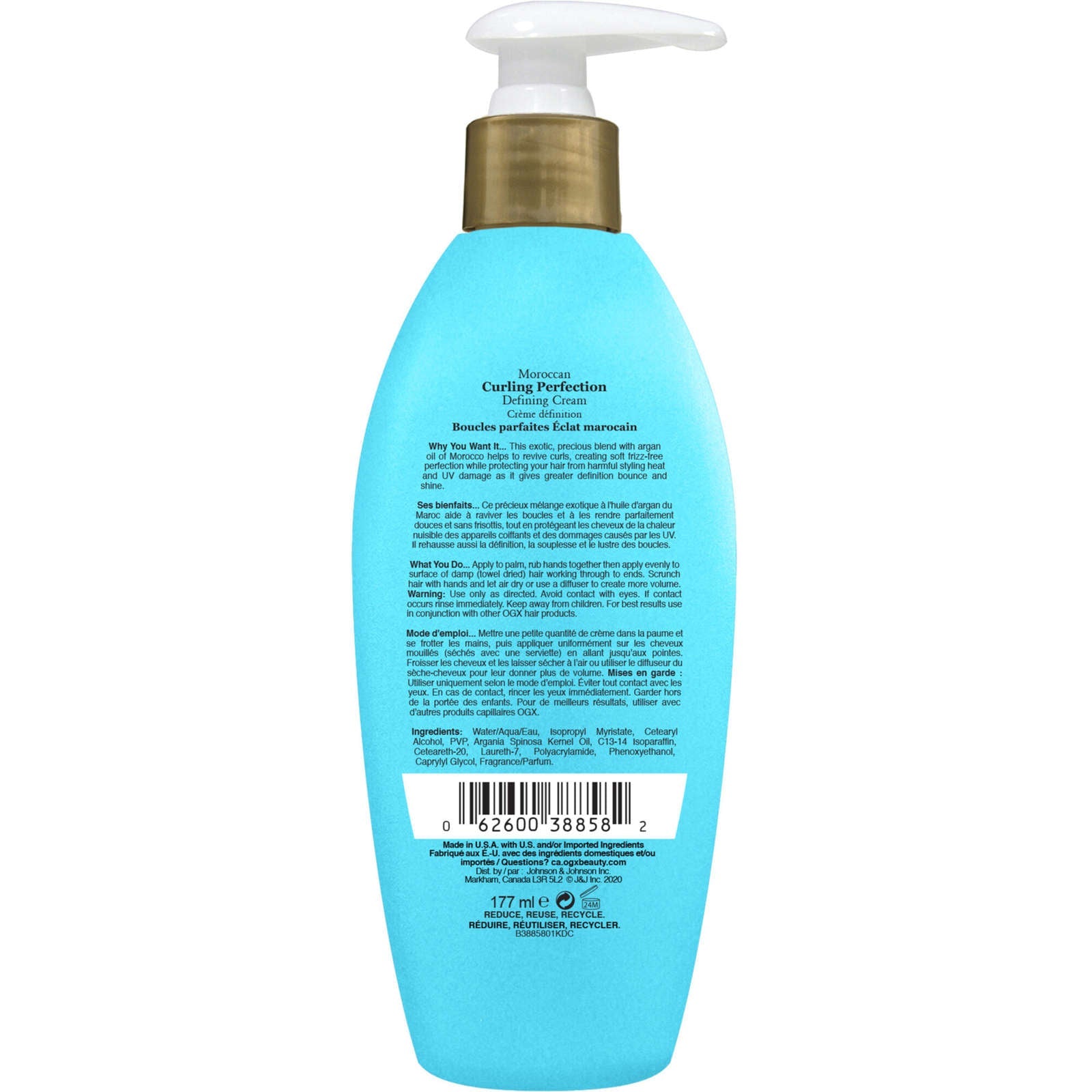 Argan Oil of Morocco Curling Perfection Curl-Defining Cream, Hair-Smoothing Anti-Frizz Cream to Define All Curl Types & Hair Textures, Paraben-Free, Sulfated-Surfactants Free