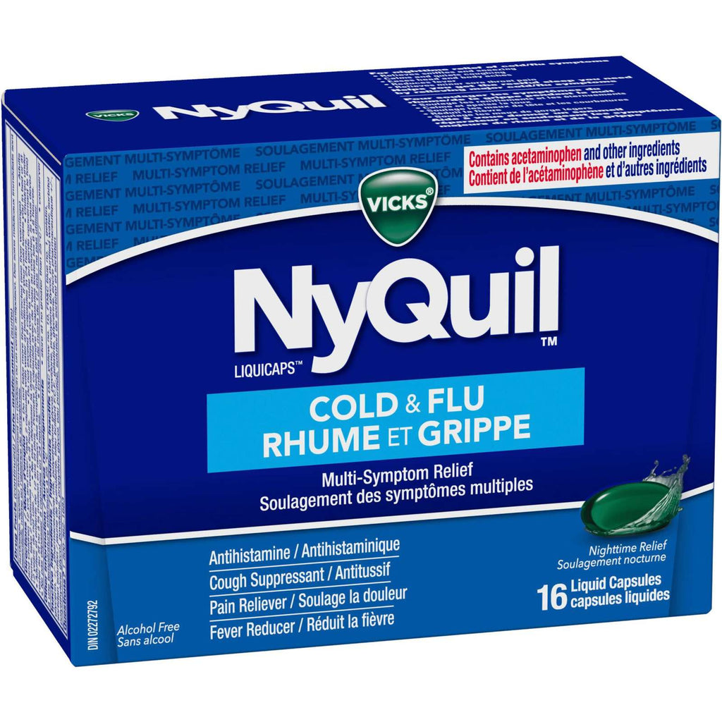 NyQuil Cold & Flu Multi-Symptom Relief Liquid Capsules, 16 Count