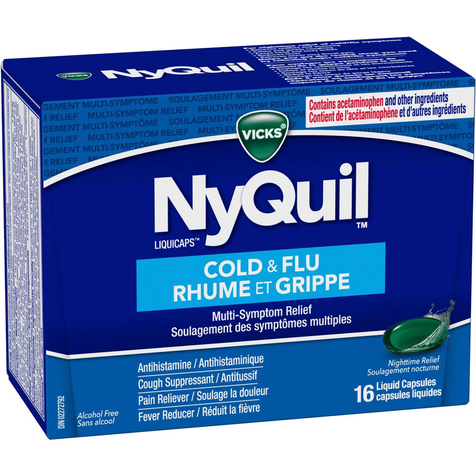 NyQuil Cold & Flu Multi-Symptom Relief Liquid Capsules, 16 Count