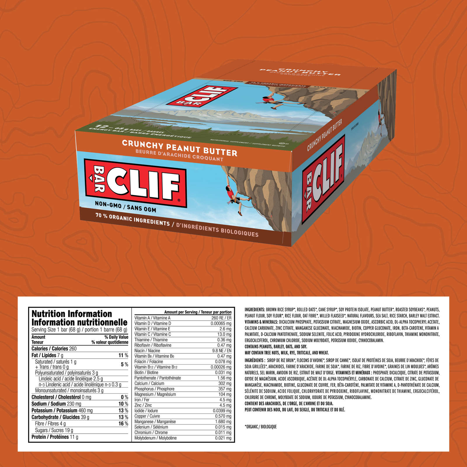 CLIF BAR - Energy Bars - Crunchy Peanut Butter - (68 Gram Protein Bars, 12 Count)