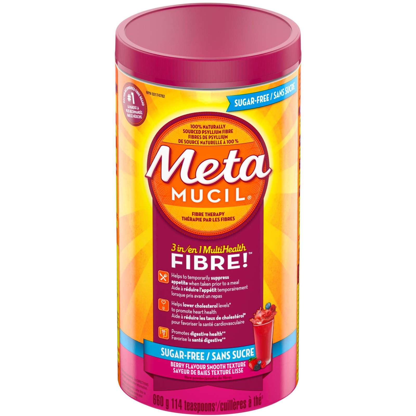 3 in 1 MultiHealth Fibre! Sugar-Free Fiber Suplement Powder, Berry, 660 g