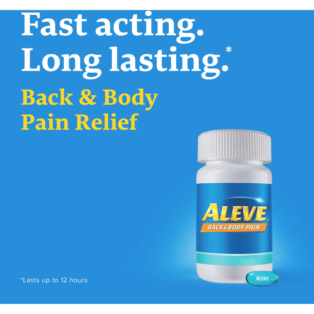 ALEVE Back and Body Pain Relief Liquid Gels, Up to 12 Hour Relief, Naproxen Sodium 220mg, 20 Liquid Gel Capsules