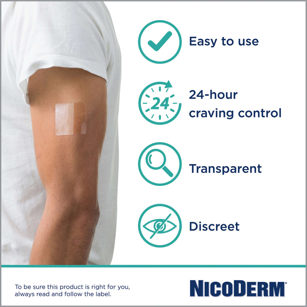 NICODERM® Stop Smoking System, STEP 1, 14 clear patches (one patch daily) 21 mg/day