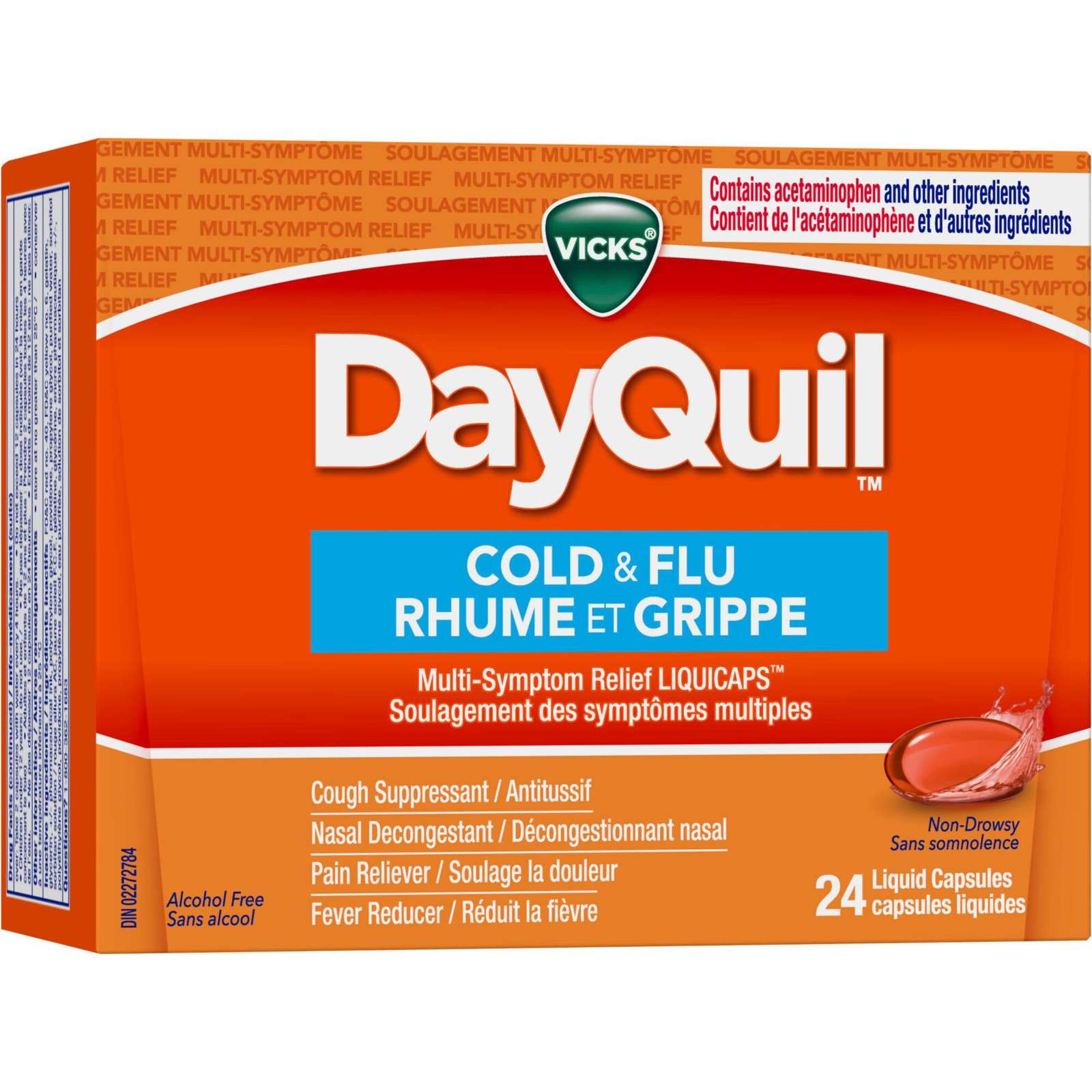 DayQuil Cold & Flu Multi-Symptom Relief Non-Drowsy Liquid Capsules, 24 Count