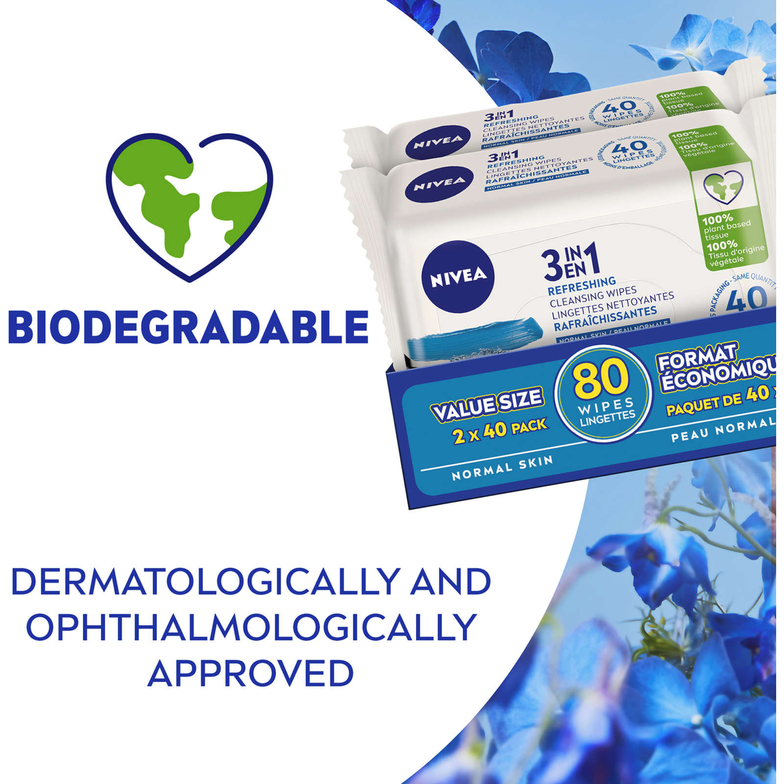 3-IN-1 Biodegradable Normal Skin Cleansing Wipes