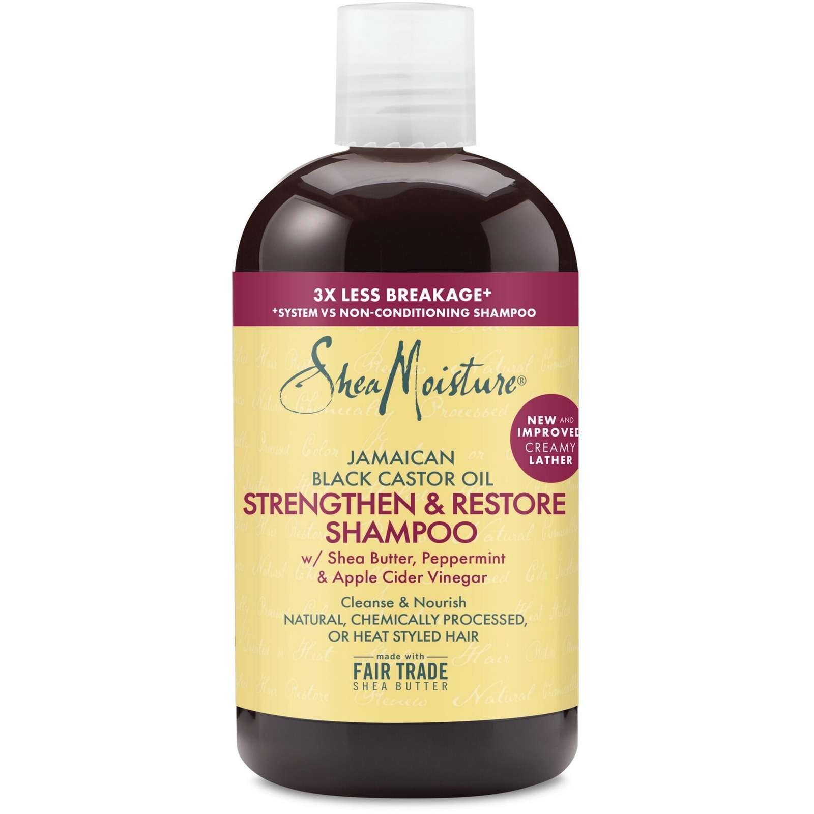 SheaMoisture Jamaican Black Castor Oil Stengthen & Restore shampoo for Damaged Hair with Shea Butter, Peppermint & Apple Cider Vinegar To Cleanse and Nourish Hair 384 ml