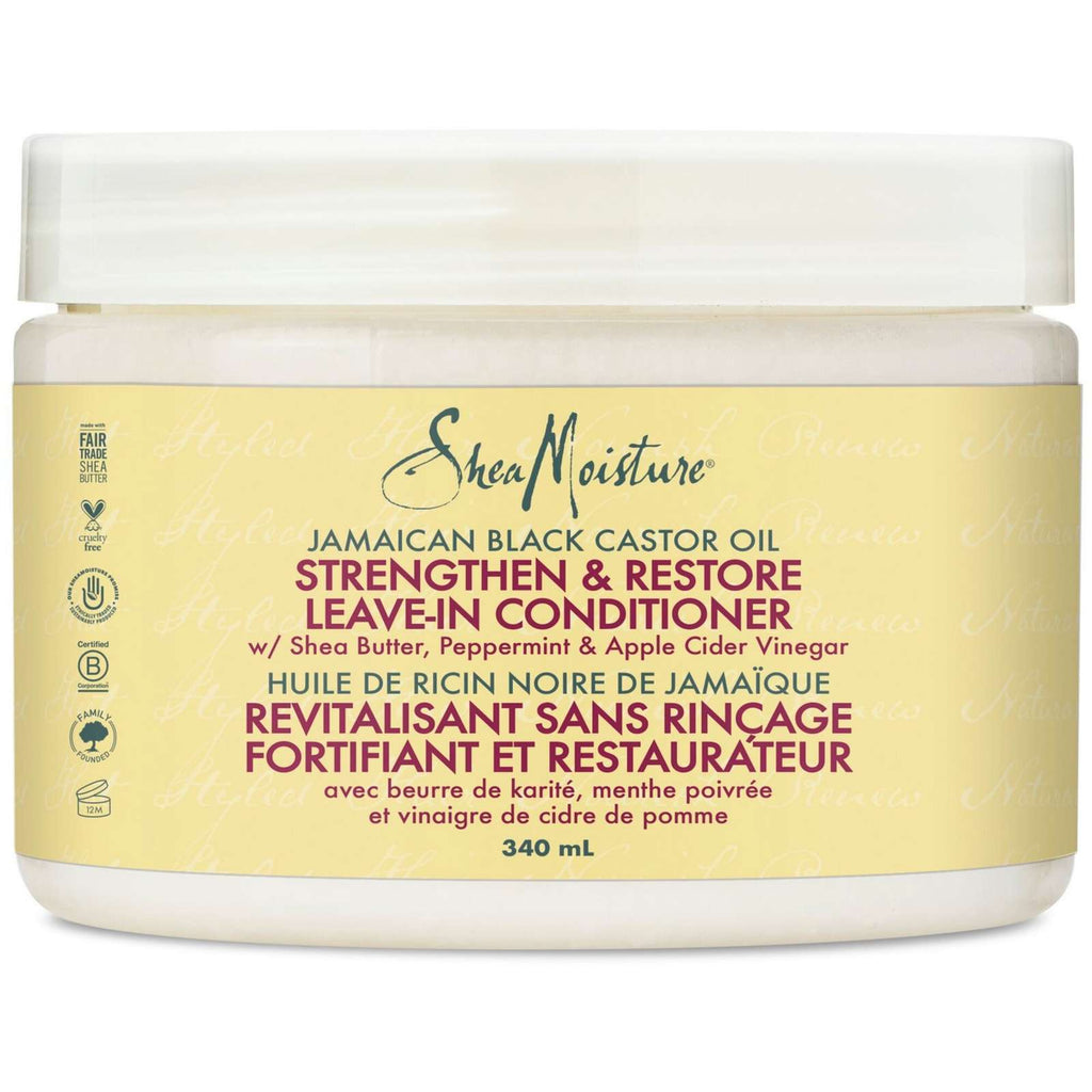Strengthen & Restore Leave-in Conditioner for dry hair Jamaican Black Castor Oil with Shea Butter, Peppermint and Apple Cider Vinegar 340 ml