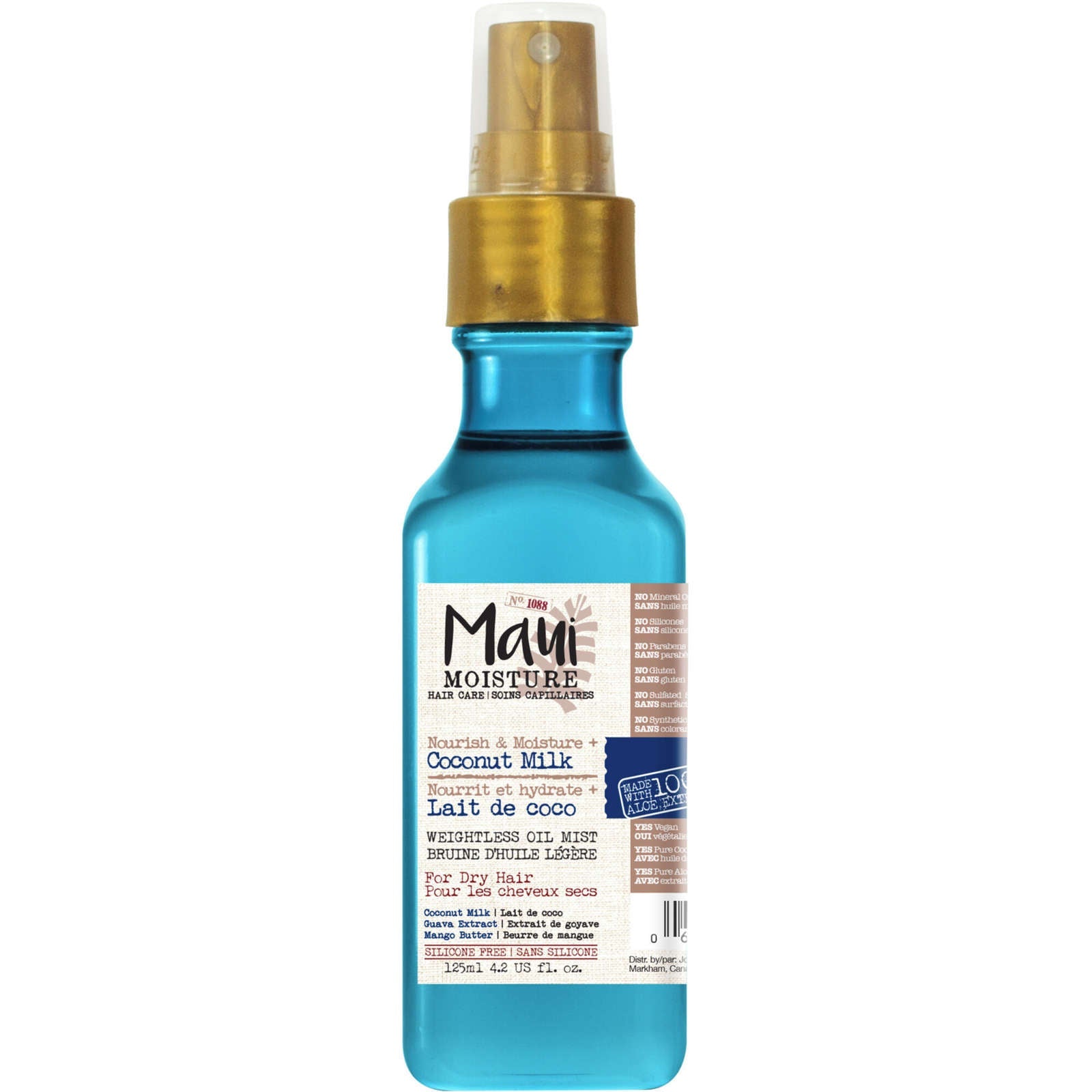 Nourish & Moisture + Coconut Milk Weightless Oil Mist, Leave-In Spray Treatment to Help Defrizz, Hydrate & Replenish Curly Hair, Vegan, Silicone & Paraben-Free