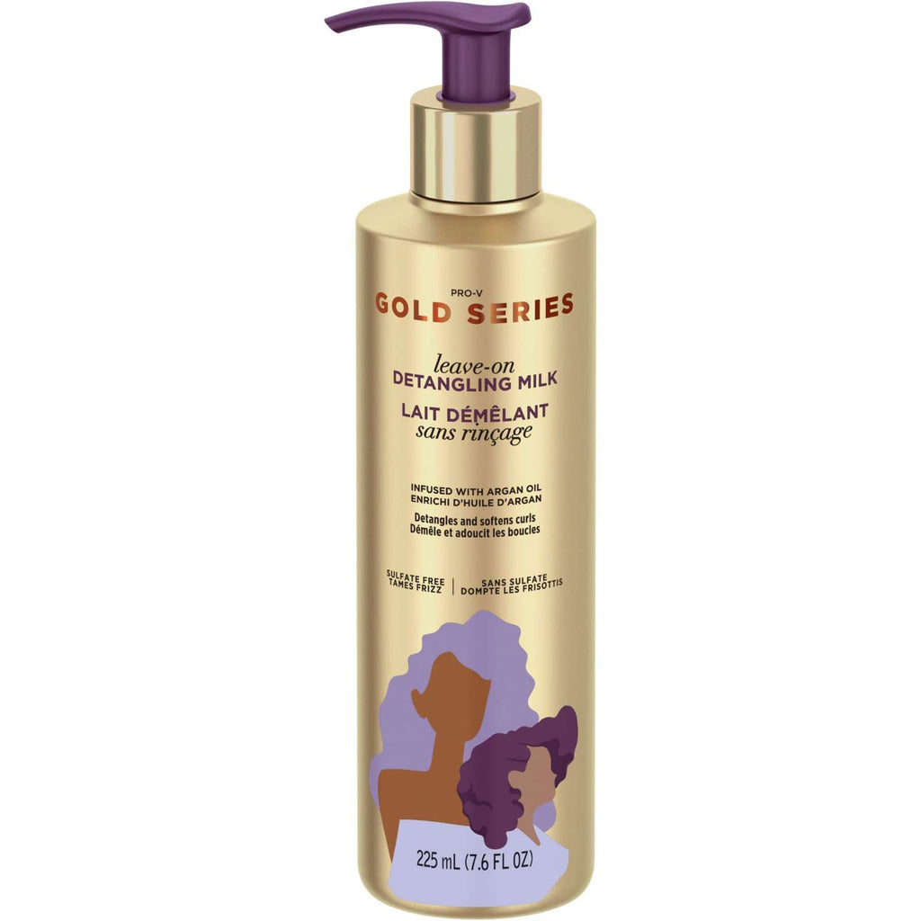 Gold Series from Pantene Sulfate-Free Leave-On Detangling Milk Treatment with Argan Oil for Curly, Coily Hair, 225 mL