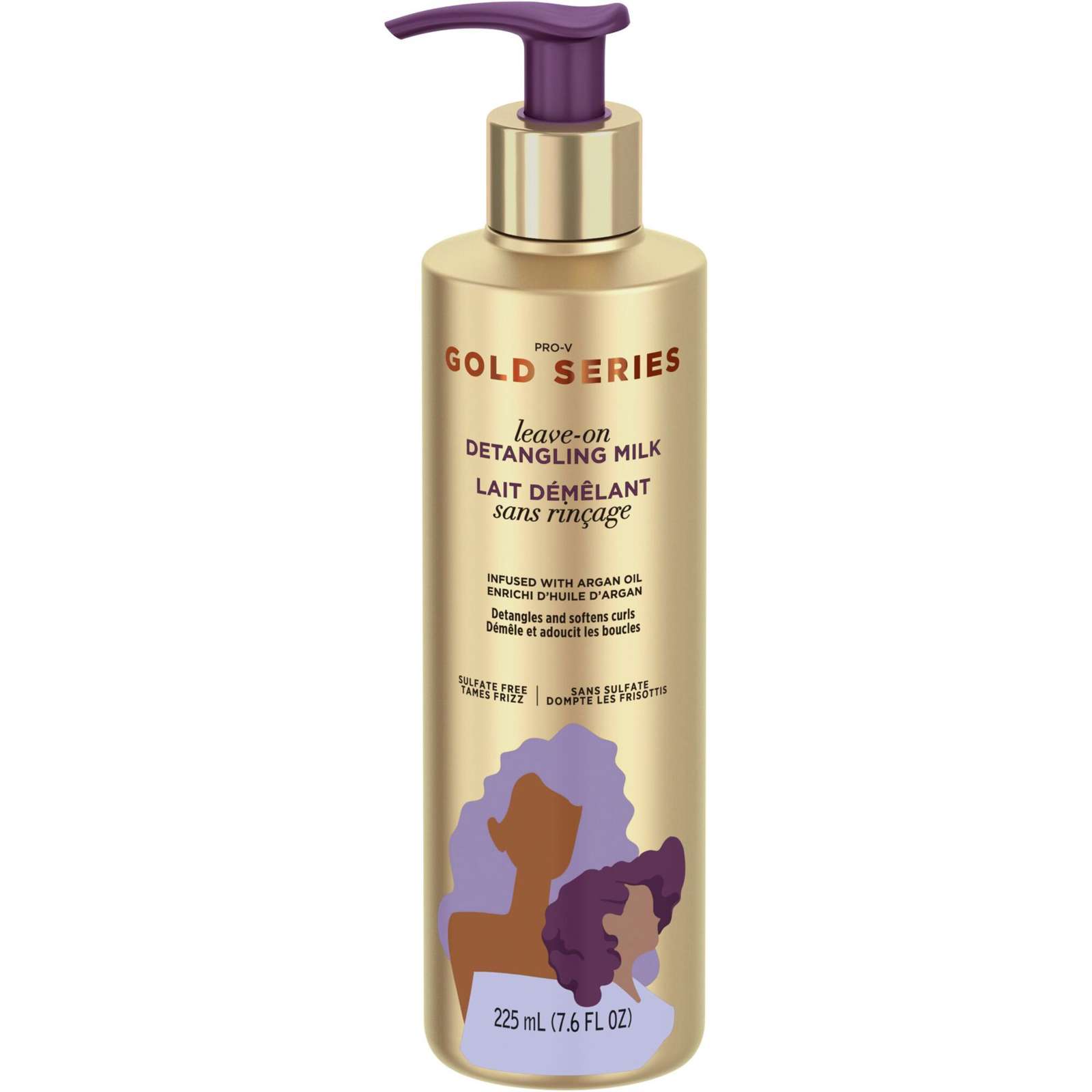 Gold Series from Pantene Sulfate-Free Leave-On Detangling Milk Treatment with Argan Oil for Curly, Coily Hair, 225 mL