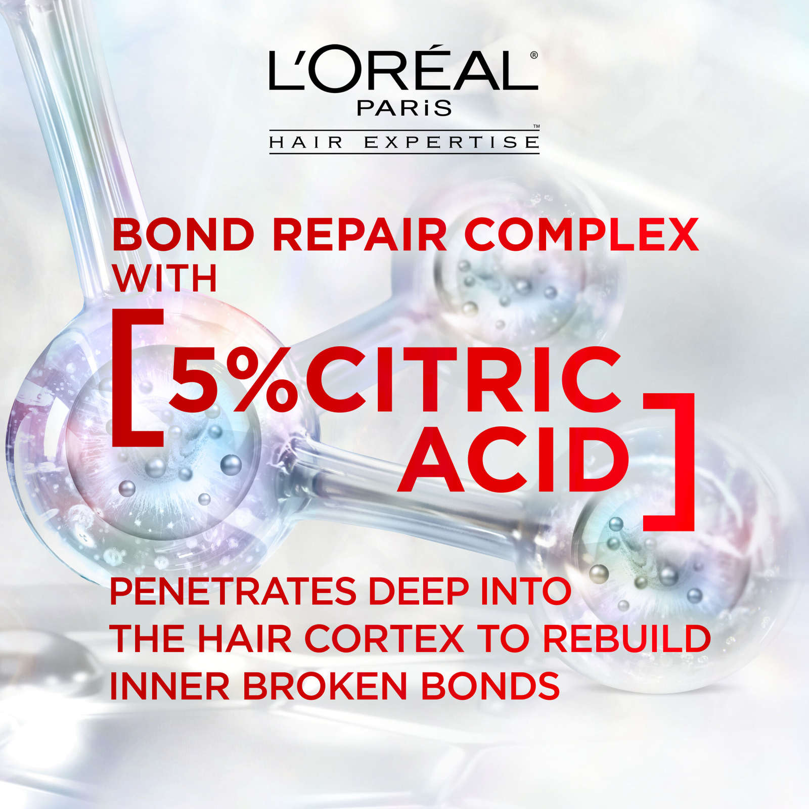 Hair Expertise Bond Repair Sulphate-Free Shampoo, Repairs All Types of Damaged Hair, with Citric Acid Complex
