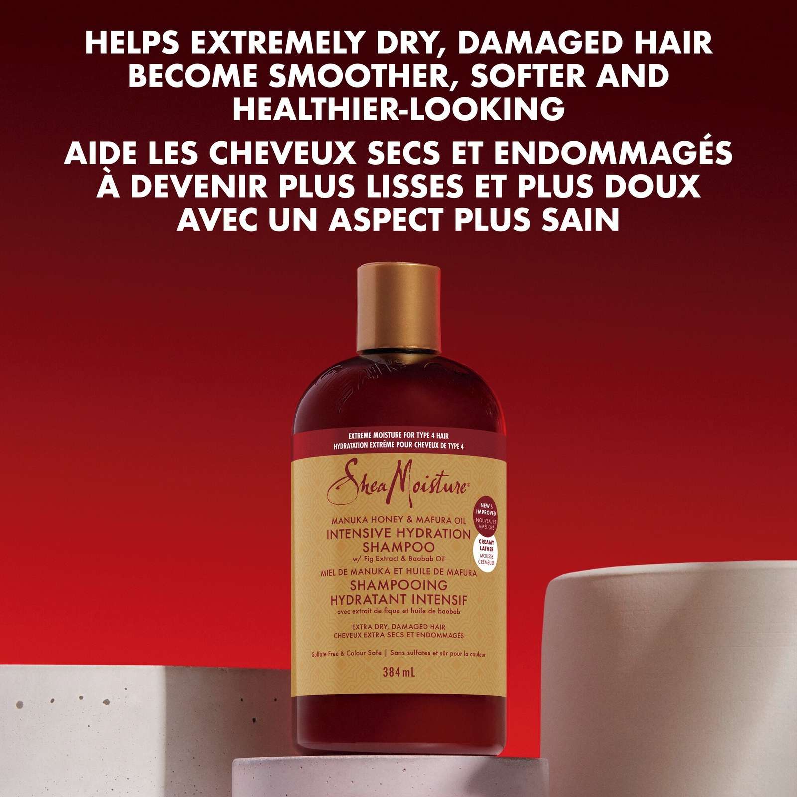 SheaMoisture Manuka Honey and Mafura Oil Intensive Hydration Shampoo for Dry, Damaged Hair with Fig Extract & Baobab Oil Sulfate-Free 384 ml