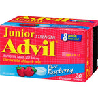 Junior Strength Advil Pain Reliever and Fever Reducer Ibuprofen Chewable Tablets, Blue Raspberry, 20 Count