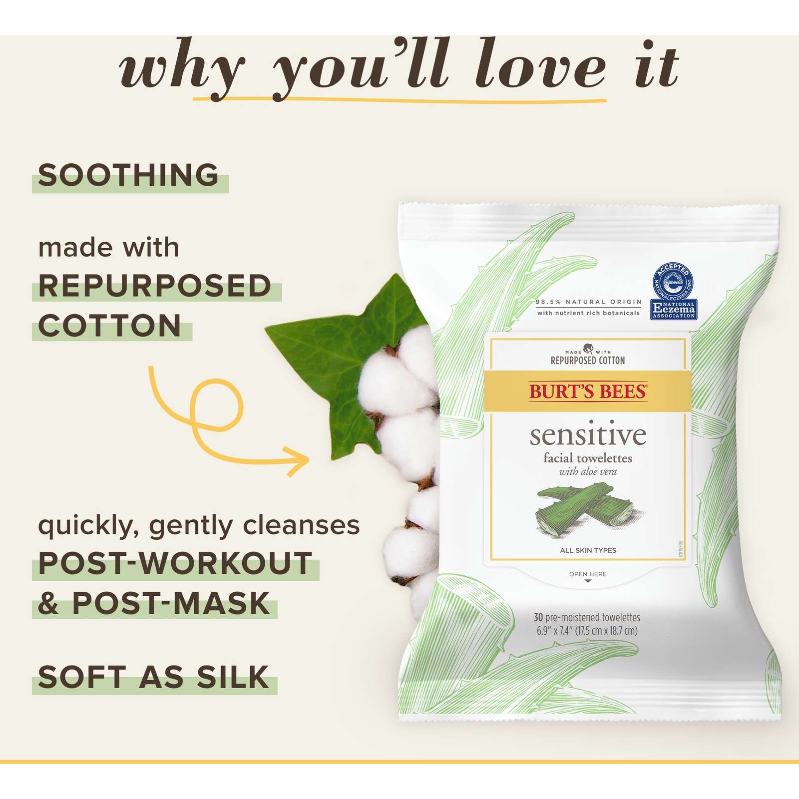 Sensitive Facial Cleansing Towelettes with Cotton Extract