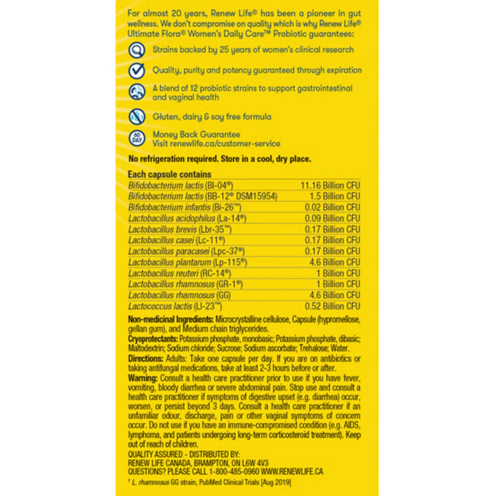 Ultimate Flora Women's Daily Care Probiotic, 25 Billion Active Cultures