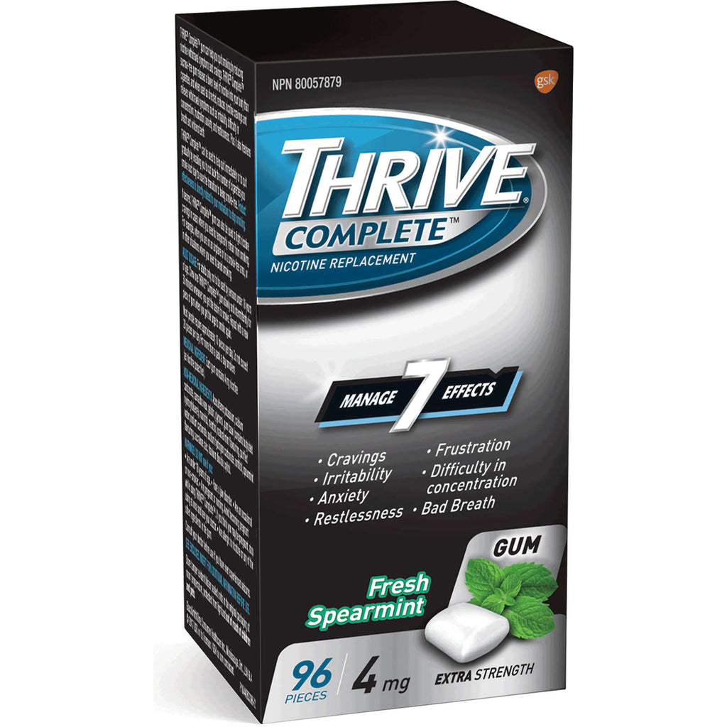 Thrive Complete Gum 4mg Extra Strength Nicotine Replacement Fresh Spearmint 96 count