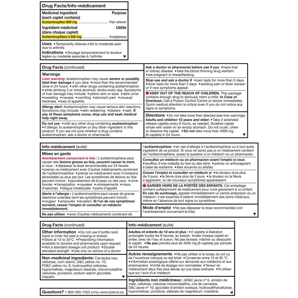 Arthritis Pain Reliever Acetaminophen 650mg
