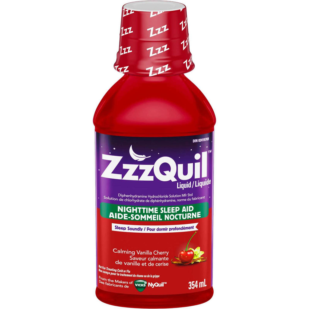 ZzzQuil Nighttime Sleep Aid Liquid, Calming Vanilla Cherry, 354 mL